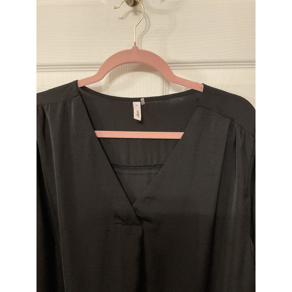 Glam Black Long Sleeve Shirt Sheath Dress, M - Picture 2 of 5